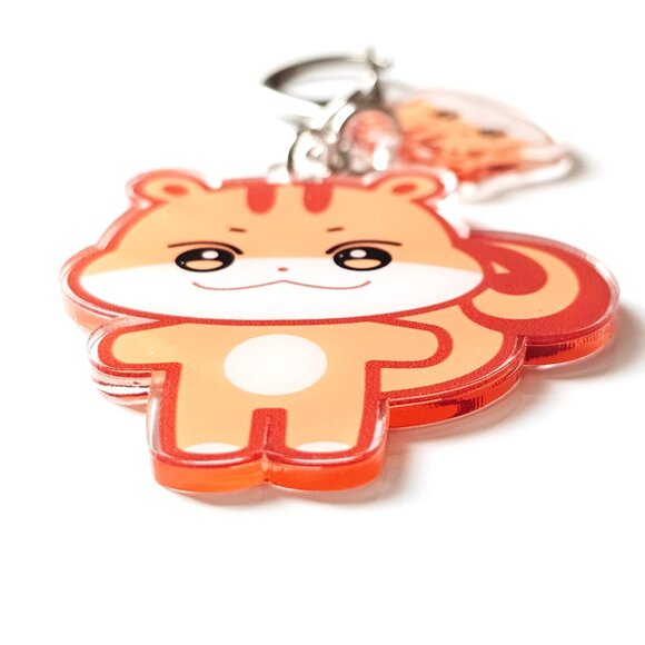 Kawaii Squirrel Acrylic Keychain Charm Cute Orange Chipmunk Bag Accessory Gift - Picture 2 of 2